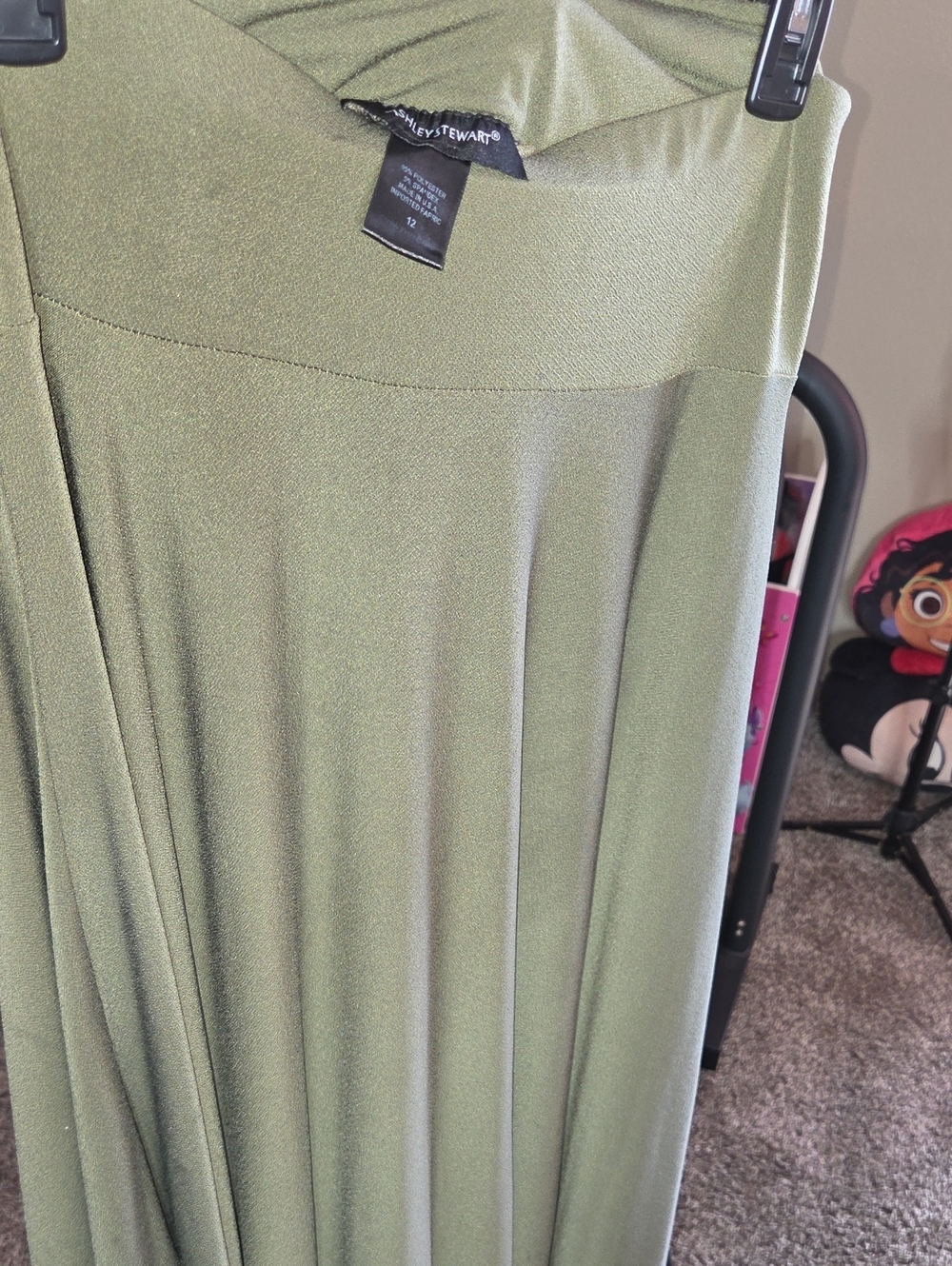 Ashley Stewart Olive Maxi Skirt with Flowing Panels